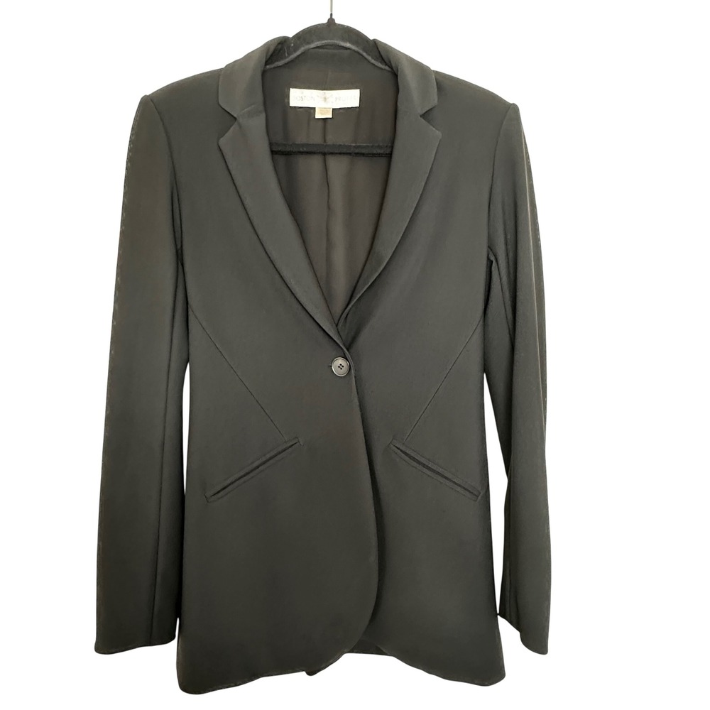 Boston Proper Black One Button Blazer Jacket Size 4 Work Office Dress Academia